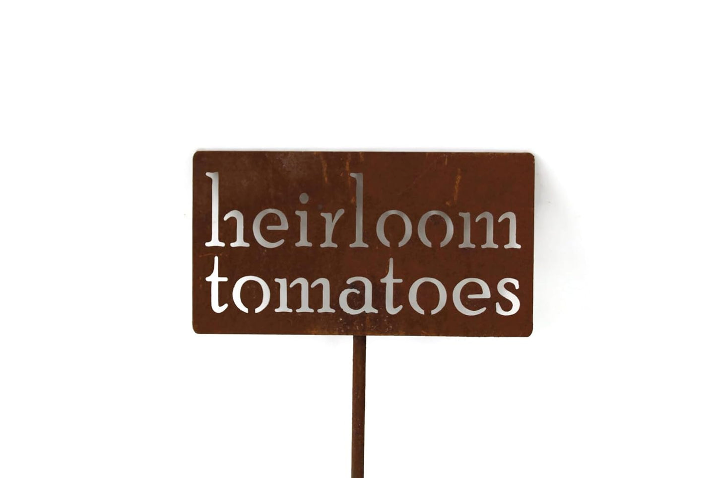 Classic Metal Garden Markers 19 Inches Tall (heirloom tomatoes, Naturally Rusted)-VerdiqueGarden
