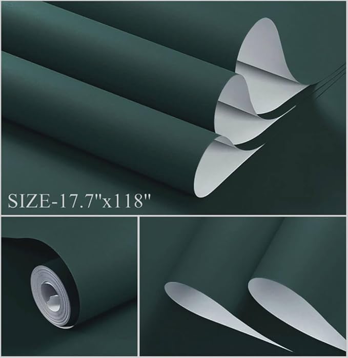 Dimoon 393''x17.7'' Green Peel and Stick Wallpaper Contact Paper Modern Self Adhesive Wall Paper Removable Renter Friendly Textured Solid Color Shelf Cabinet Vinyl Roll (393''x17.7'',Palegreen)-VerdiqueGarden