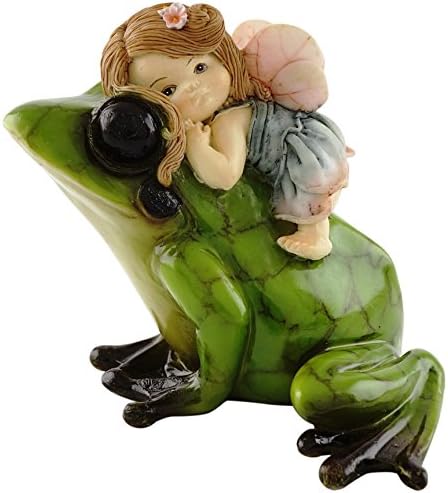 Top Collection Miniature Fairy Garden and Terrarium Statue, Little Fairy Riding Frog-VerdiqueGarden