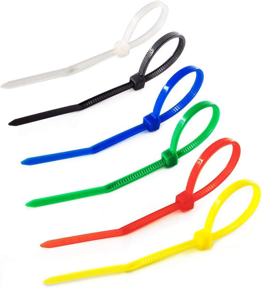 HS Small Colored Zip Ties 6 Inch 600pcs Multi-Color Zip Wire Tie for Deco Mesh Wreath Supplies,Colorful Plastic Ties Yellow, Black,White,Blue,Red,Green for Cord Management-VerdiqueGarden