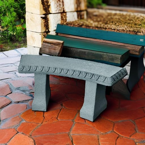EMSCO Group Garden Bench – Natural Granite Appearance – Made of Resin – Lightweight – 12” Height-VerdiqueGarden