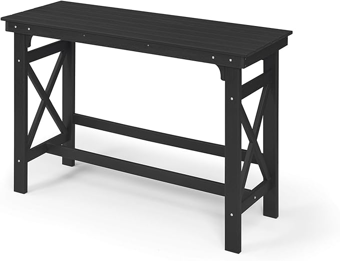 HDPE Patio Bar Table, 41" Rectangle Outdoor Bar Tables Counter Height Table, Adirondack Outdoor Bar Height Table, HDPE Outside Pub Tables for Balcony, Deck, Backyard, Poolside, Obsidian-VerdiqueGarden