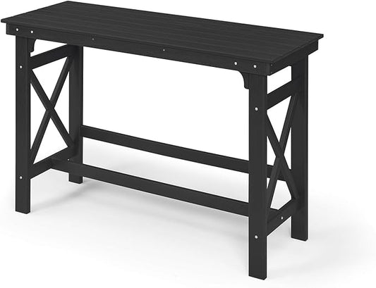 HDPE Patio Bar Table, 41" Rectangle Outdoor Bar Tables Counter Height Table, Adirondack Outdoor Bar Height Table, HDPE Outside Pub Tables for Balcony, Deck, Backyard, Poolside, Obsidian-VerdiqueGarden