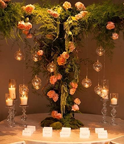 Sziqiqi Hanging Glass Globes Orbs Tea Light Candle Holders with Flameless LED Tealight for Wedding Ornaments, Wedding Birthday Christmas Party Centerpiece Accessory 2.36inch 30pcs +6 Extra-VerdiqueGarden