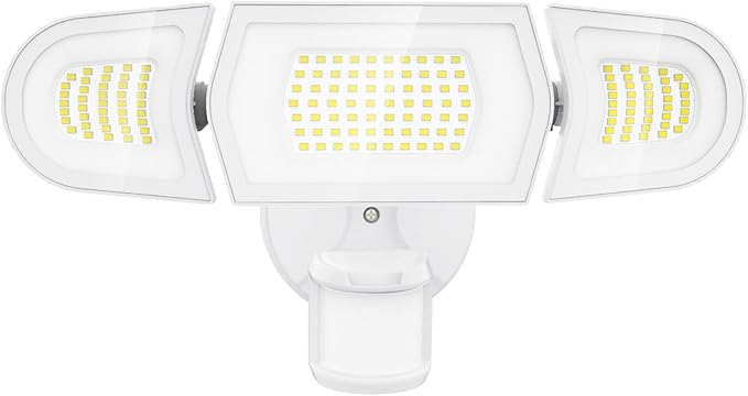 Olafus 100W LED Security Light Motion Sensor Outdoor Light, Motion Flood Light Dusk to Dawn, 9000LM Super Bright 6500K Exterior Motion Detector Floodlight for Garage Yard Porch Eave IP65, White-VerdiqueGarden