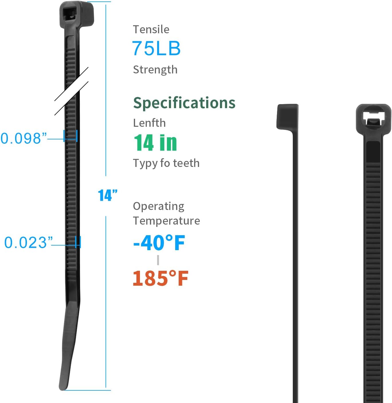 XINGO 14 Inch White Zip Ties 1200 PCS, 75 LBS Ultra Strong Tensile Strength, UV Resistant Cable Ties, Self-locking Plastic Ties for Indoor and Outdoor Use-VerdiqueGarden