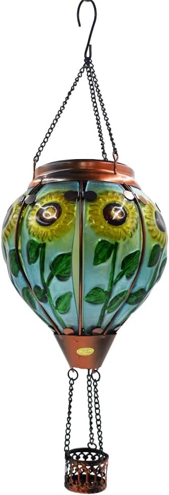 Hot Air Balloon Solar Lantern with Flickering Flame Hanging Solar Lanterns Outdoor Lights Waterproof Lanterns Decorative Garden Patio Yard Party Decor Colorful + Sunflower-VerdiqueGarden