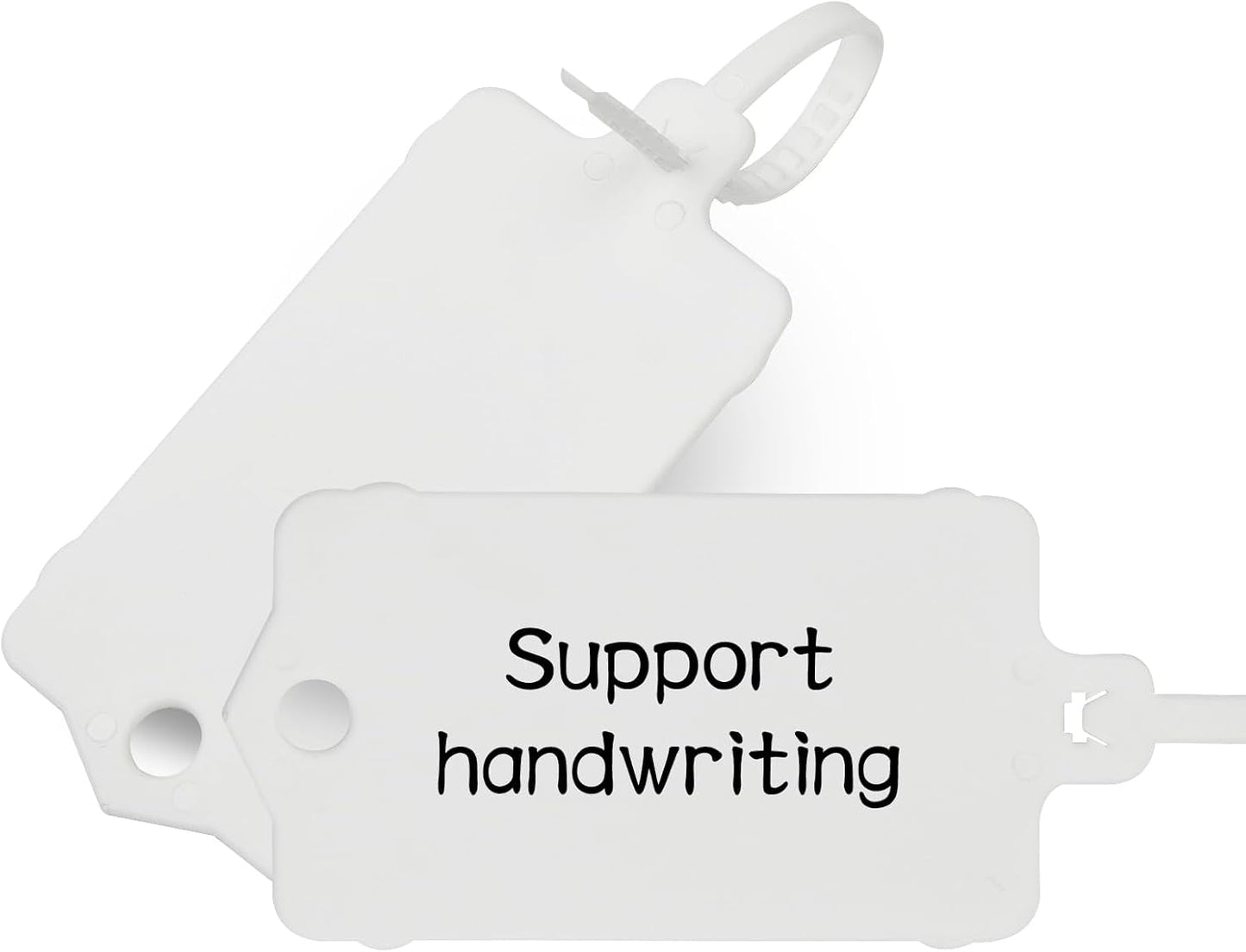 100pcs Blank Plastic Tags for Labeling Reusable Hanging Tags Ties Key Tag Storage Labels Waterproof Plastic Mark Label Writable Hang Sign with One Marker Pen (White)-VerdiqueGarden