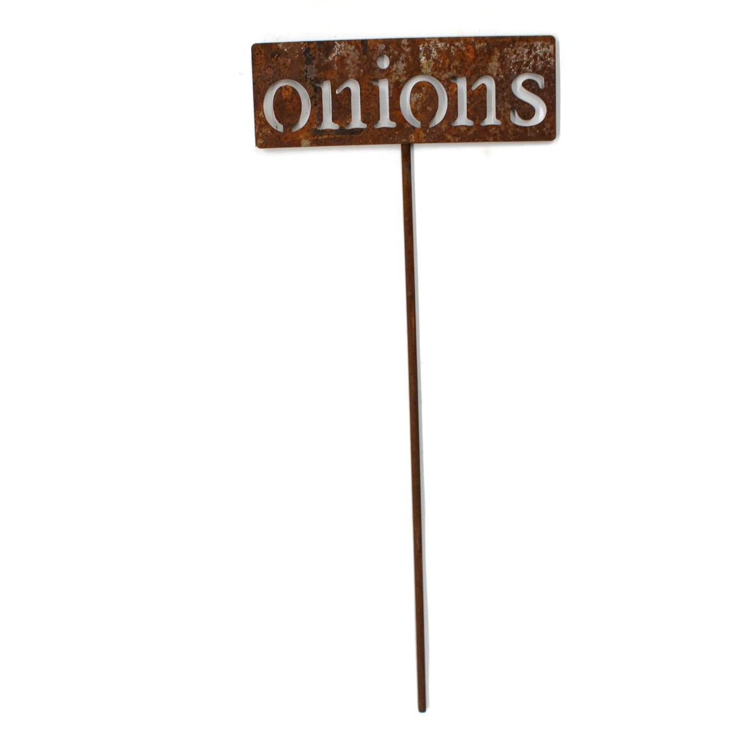 Classic Metal Garden Markers 19 Inches Tall (onions, Naturally Rusted)-VerdiqueGarden