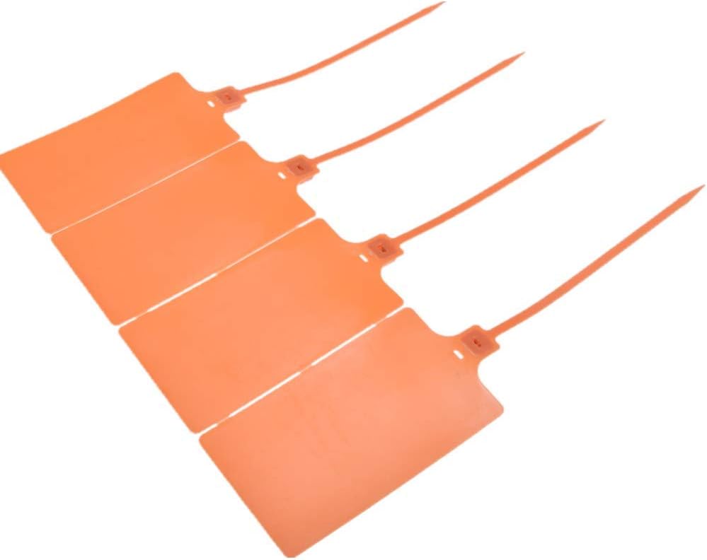 Plastic Seals Shipping Tags Logistics Use Big Sign Tie Large Label Tie, 255mm Total Length, Package of 100pcs (Orange)-VerdiqueGarden
