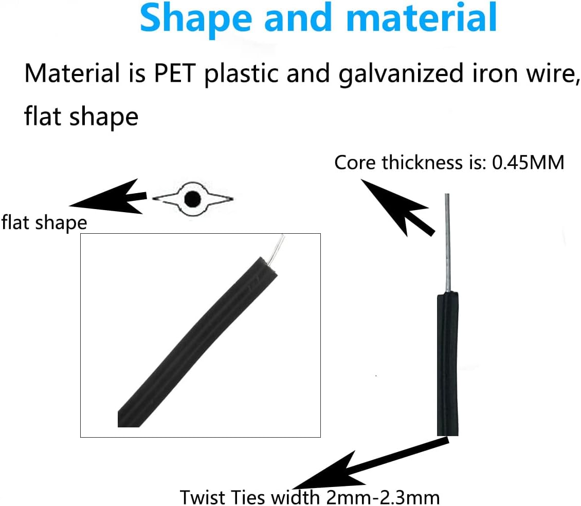 Plastic Black 6" Twist Ties, Reusable Cable Ties,Long Garbage Bag Twist Ties, Trash Bag Coated Ties, Twisty Ties for Organizing, Plant Hollding, Office, Christmas Tree (500 Pcs/6 inch)-VerdiqueGarden