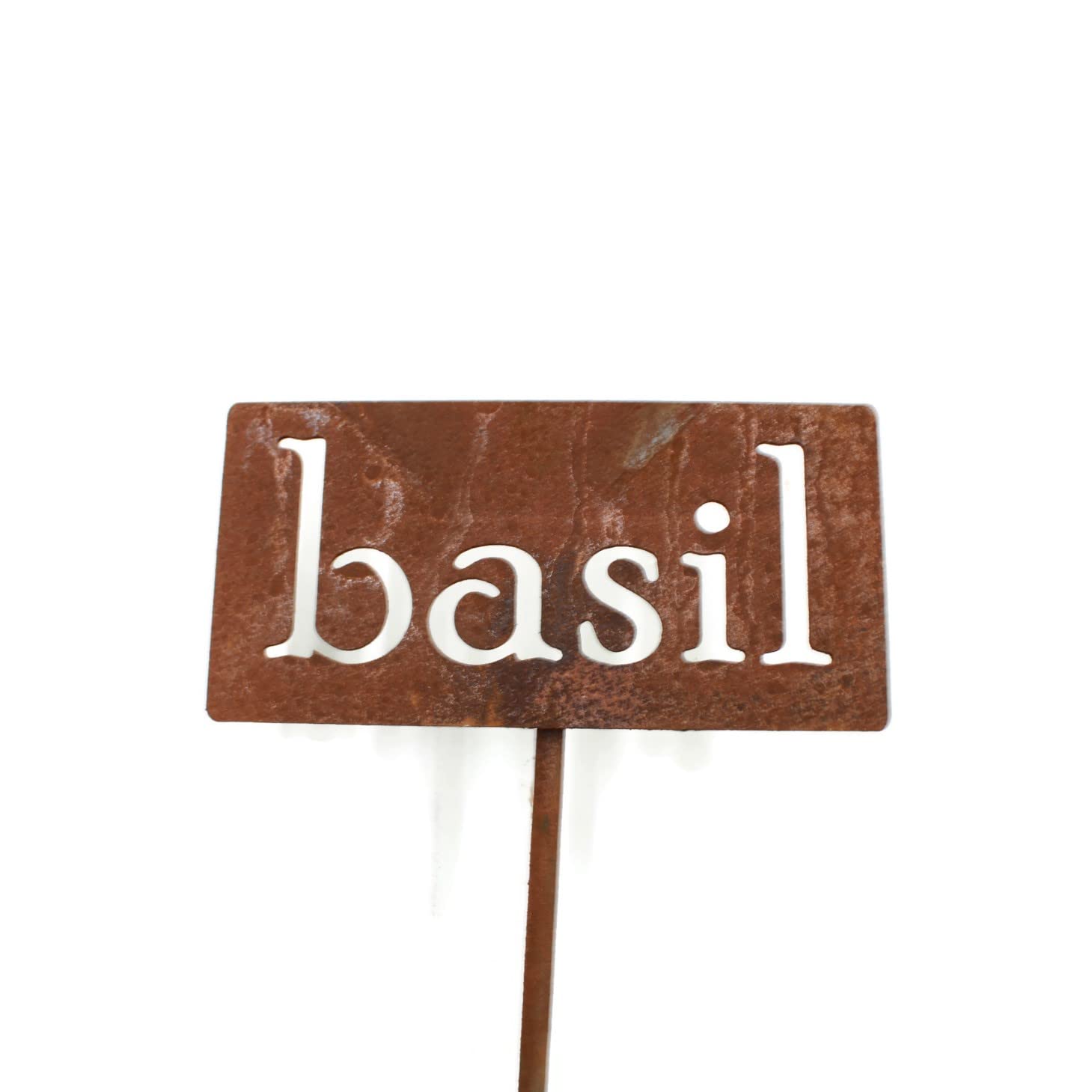 Classic Metal Garden Markers 19 Inches Tall (basil, Naturally Rusted)-VerdiqueGarden
