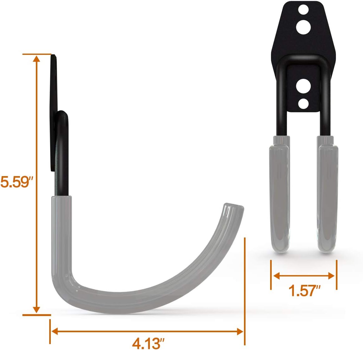 Garage Storage Utility Hooks，Garage Garden Tool Organizer，Steel Wall Mount Hooks, Large Garden U Hooks （2 Pack） (Type-2-Gray)-VerdiqueGarden