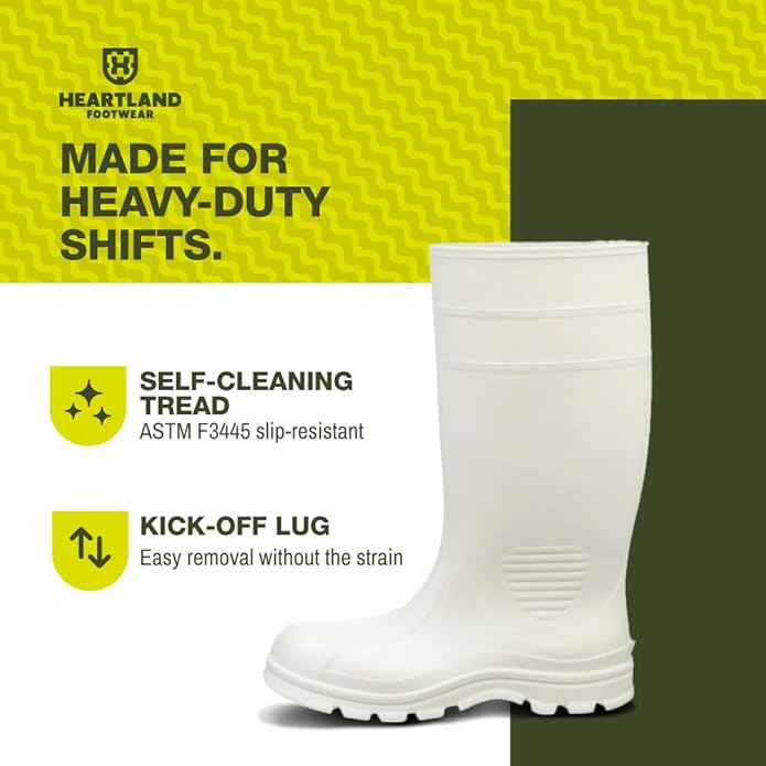 Heartland Dockside Waterproof Work Boots for Men and Women - Durable, Flexible PVC Boots for Marine Work with Easy On/Off, Slip-Resistant Outsoles-VerdiqueGarden