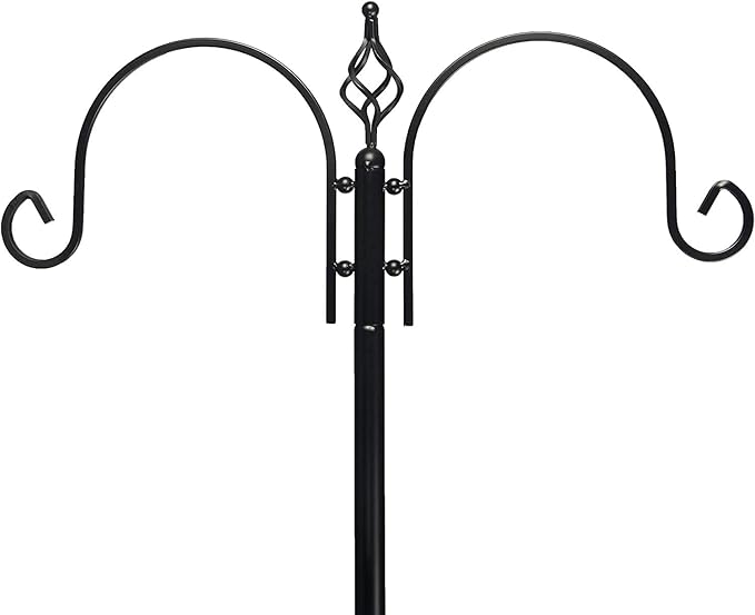 Ashman Deluxe Bird Feeding Station (4 Pack) Bird Feeders for Outside - Multi Feeder Pole Stand Kit with 4 Hangers, Bird Bath and 3 Prong Base for Attracting Wild Birds - 22 Inch Wide x 92 Inch Tall.-VerdiqueGarden