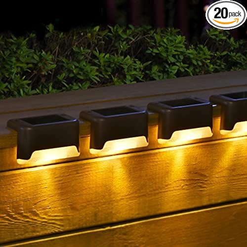 SOLPEX 20 Pack Solar Deck Lights Outdoor, Waterproof Led Lights for Outdoor Stairs, Step, Fence, Yard, Patio, and Pathway(Warm White)-VerdiqueGarden