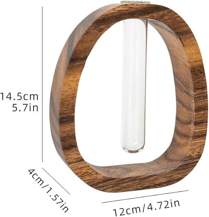 Modern Wooden Glass Test Tube Vase - Desk Plant Decor, Suitable for Home and Office Use-VerdiqueGarden
