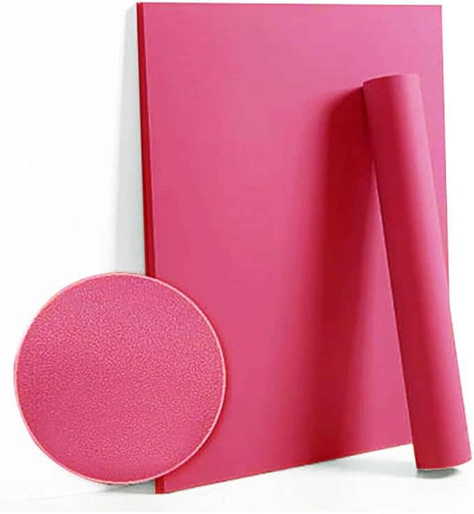 Dimoon 236''x17.7'' Pink Peel and Stick Wallpaper Contact Paper Modern Self Adhesive Wall Paper Removable Renter Friendly Textured Solid Color Shelf Cabinet Vinyl Roll (236''x17.7'',Rose Red)-VerdiqueGarden