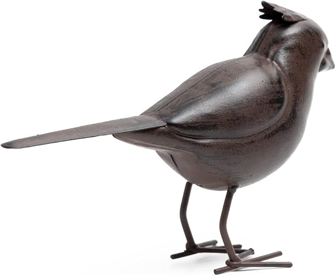 Decorative Small Nostalgia Style Cute Bird Art Iron Sculpture Figurine Home & Office & Garden Decoration, Rust/Brown (Cardinal Bird)-VerdiqueGarden