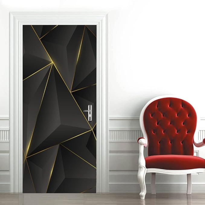 3D Door Sticker Mural - Realistic Black Bubble Theme - Waterproof PVC - Matte Finish - Peel & Stick - Removable - 37.4 x 82.7 inch - For Door & Wall-VerdiqueGarden