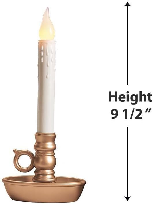 Plow & Hearth Set of 4 AA Battery Operated Window LED Candle Lamps | Auto Timer | Long Lasting Bulbs Never Need Replacing | Holiday Lights | Antique Gold Base | 9 1/2 H-VerdiqueGarden