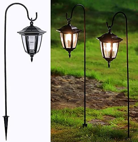 MAGGIFT 34 Inch Hanging Solar Lights, Decorative Garden Lanterns with 2 Shepherd Hooks, Solar Powered Coach Lights, Warm White LED Outdoor Lighting for Landscape, Yard, Pathway and Patio, 2 Pack-VerdiqueGarden