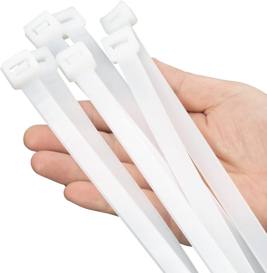 XINGO 12 inch White Zip Ties Heavy Duty 80 PCS, 250 LBS Ultra Strong Plastic Wire Ties, Large Cable Ties Extra Long Tie Wraps, Indoor and Outdoor UV Resistant-VerdiqueGarden