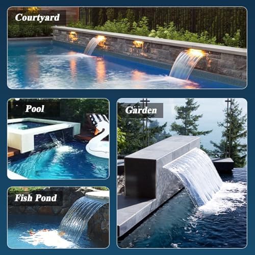 Waterfall Spillway 72 Inch - Garden Fountain Waterfall Embedded Mounting, Heavy Duty Stainless Steel Spray Water Accessories for Pond and Patio-VerdiqueGarden