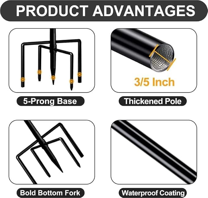 Shepherds Hook for Bird Feeders for Outside, 92 Inch Adjustable Shepards Hooks for Outdoor (2pcs), Heavy Duty Humming Bird Stand Feeder Pole, Metal Garden Hooks Hanger for Outdoor Décor-VerdiqueGarden