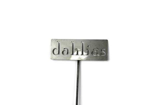 Classic Metal Garden Markers 19 Inches Tall (dahlias, Raw, Unfinished Steel (will rust with time))-VerdiqueGarden