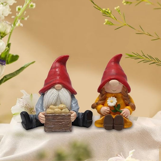 2 PCS Funny Garden Gnome Statues, Creative Resin Dwarf Sculptures, Outdoor Yard Decor, Gnomes Tree Faces for Lawn, Patio, Porch, Miniature Fairy Garden Accessories, Novelty Gift for Indoor/Outdoor Use-VerdiqueGarden