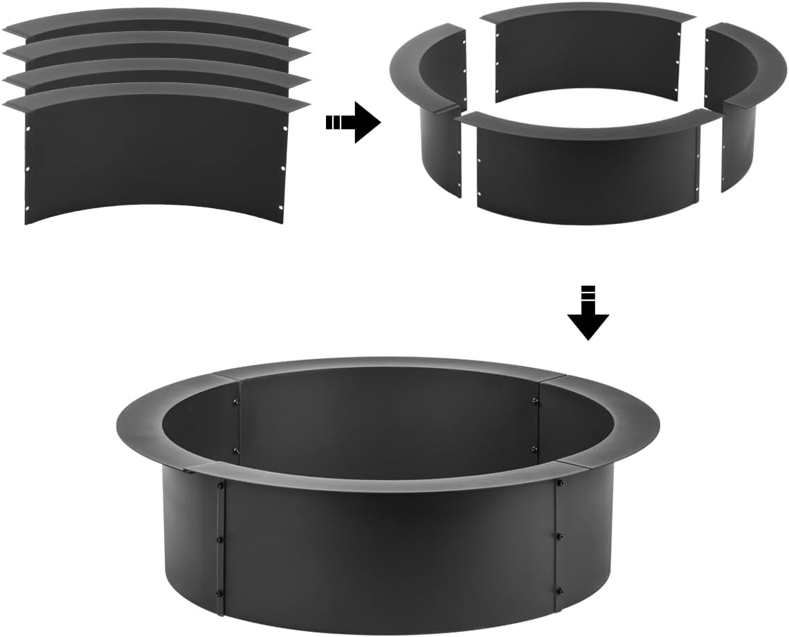 36 inch Fire Pit Ring, Firepit Ring for Camping, Wood Burning Fire Pit for Outside,Yard,Garden,Outdoor Fireplace-VerdiqueGarden