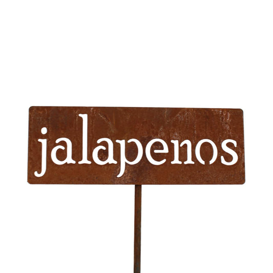 Classic Metal Garden Markers 19 Inches Tall (jalapenos, Naturally Rusted)-VerdiqueGarden