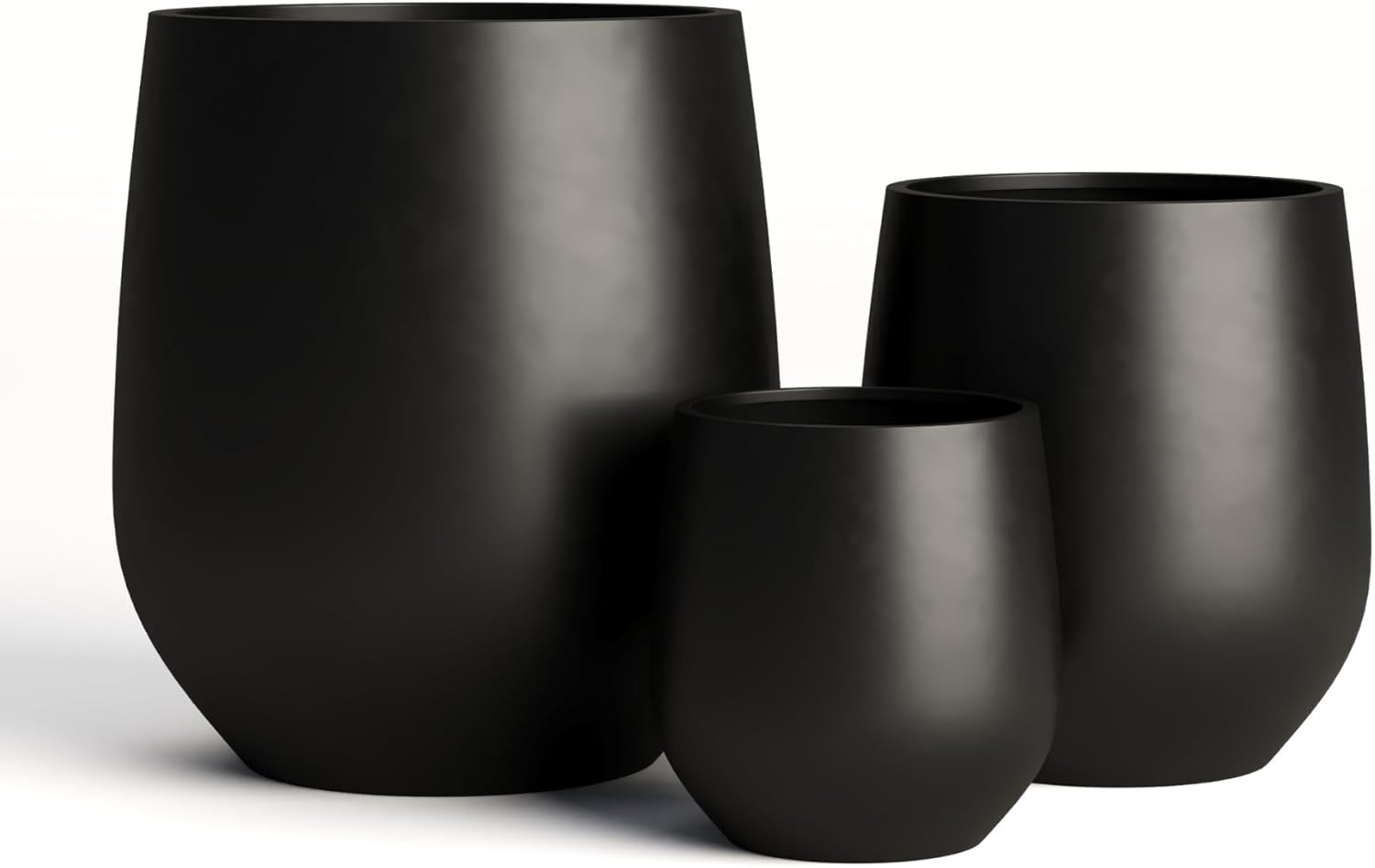 DTY Signature Mount Wilson Lightweight and Durable Modern Fiberstone Tapered Planter for Indoor Outdoor Drainage Hole & Rubber Plug Weather Resistant, 11.8" H x 11" Dia (8" Opening) - Small, Black-VerdiqueGarden