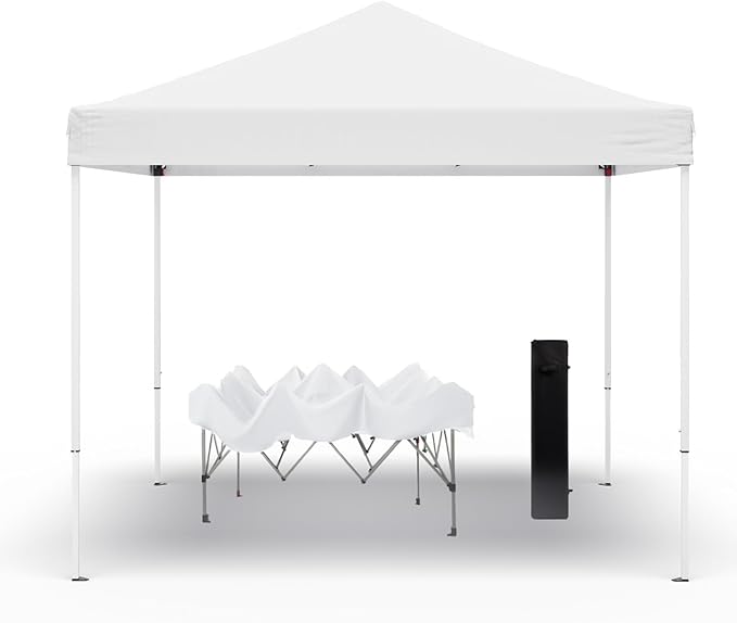 10x10ft Pop Up Canopy Tent,Heavy Duty Waterproof Folding Tent for Camping Parties Events Parties,Outdoor Canopy,Portable Sun Shelter,3 Adjustable Height(White)-VerdiqueGarden