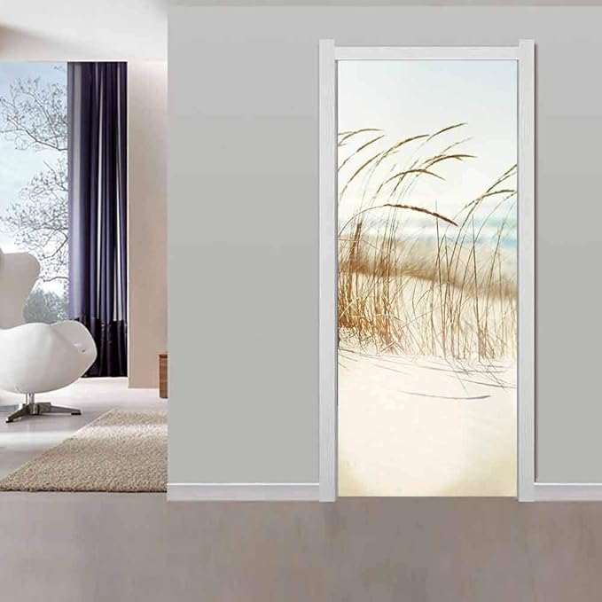3D Door Stickers - Sirte Dunes - Peel & Stick Wallpaper - Removable PVC - Waterproof - Bedroom & Living Room Decoration - 37.4"x84.6"-VerdiqueGarden