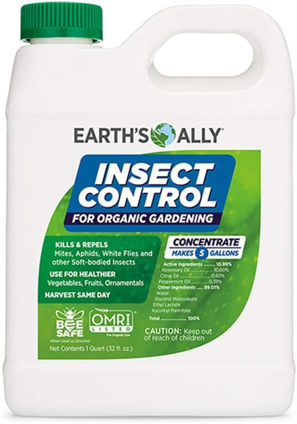 Earth's Ally Insect Control Concentrate for Plants 32 oz | Safe Outdoor & Indoor Plant Insecticide, Spider Mite, Aphid & Mealybug Killer - for Organic Garden & Household Plants-VerdiqueGarden