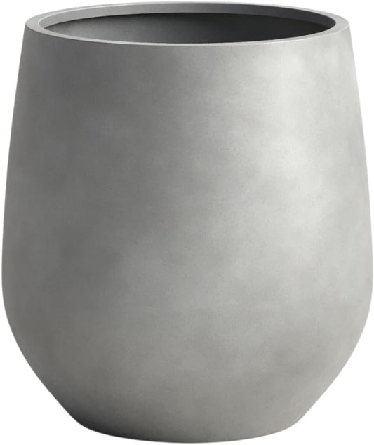 DTY Signature Mount Wilson Lightweight and Durable Modern Fiberstone Tapered Planter for Indoor Outdoor, Drainage Hole & Rubber Plug, Weather Resistant, 11.8" H x 11" Dia, 8" Opening - Small, Gray-VerdiqueGarden