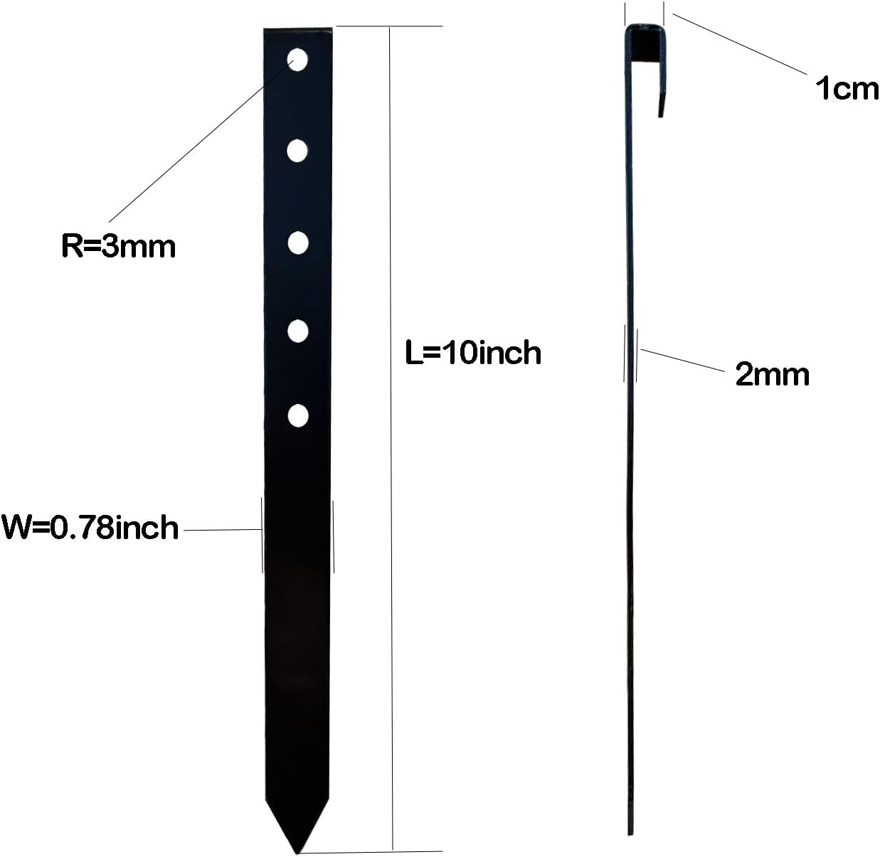 60Pcs Metal Garden Landscape Edging Stakes,Black, 10inch anchoring Stakes Landscape Anchoring Spikes for Terrace Board, Grass Barrier, Landscape Edging Coil, Garden Liner, Bender Board-VerdiqueGarden