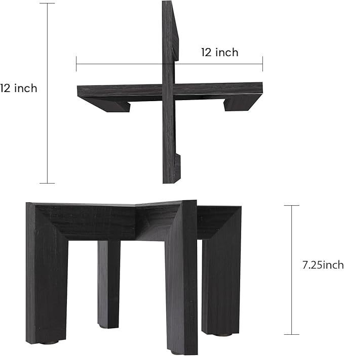 HPC DECOR 2 Pack Wood Plant Stand-Mid Century Modern Planter Stands-Wooden Flower Pot Stands Riser,Low Short Plant Stands Indoor-Modern Minimalist Wooden Stool for Plant Pot Holder, Fit 5-15 Inch Pot.-VerdiqueGarden