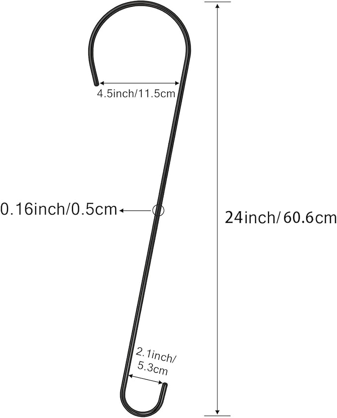 6 Packs 24 Inch Long S Hooks for Hanging Plants,Extra Large S Hooks,Metal Bird Feeder Hooks, Rustproof Garden Planter Hanger for Tree Branch, Basket, Lanterns, Wind Chimes, Outdoor Use-VerdiqueGarden