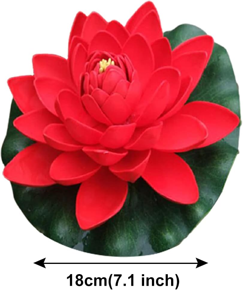 FZBNSRKO Artificial Lotus,4PCS 7.1" Inch Floating Foam Lotus Flowers for Pool,Realistic Water Lily Pads for Home Outdoor Patio Pond Wedding Party Decorations,Red-VerdiqueGarden