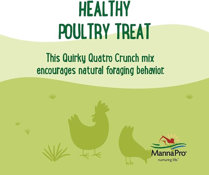 Manna Pro Farmhouse Favorites Quirky Quatro Crunch – 100% Natural Protein Treat for Mixed Flocks – Blend of Black Solider Fly Larvae, Mealworms, Beetles & Shrimp – 2lb-VerdiqueGarden