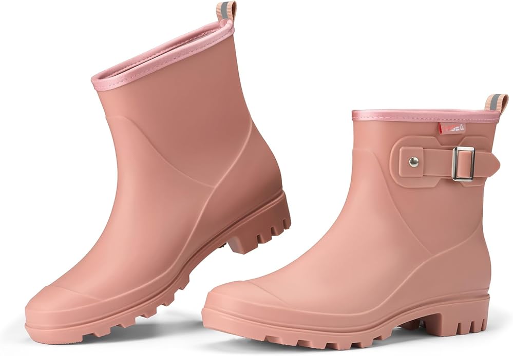 HISEA Women's Ankle Rain Boots Waterproof, Fashion Short Garden Shoes Anti-slip for Women with Comfortable Insole-VerdiqueGarden