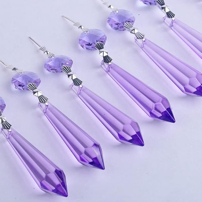 HDCRYSTALGIFTS Purple Chandelier Icicle Drop Prisms Crystal 55mm, Pack of 25-VerdiqueGarden
