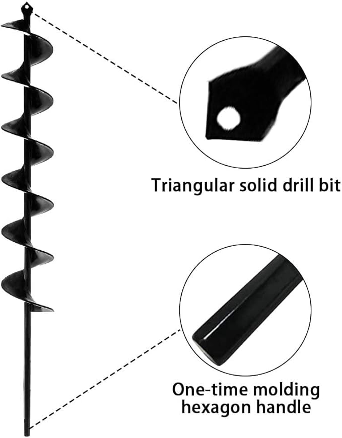 Auger Drill Bit for Planting - 3 x 24 inch Plant Auger for Cordless Drill - Bulb Planter Tool for Bulbs Planting&Holes Digging - 3/8" Hex Drive Drill-VerdiqueGarden