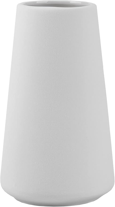 Simple Vase for Flowers Plants, Matte Vases for Modern Table Shelf Home Decor Wedding Boho Decor, 6" H Frosted Elegant Ceramic Vase for Pampas Grass Fluffy Stem Bouquet Lavender Flowers (White, 1)-VerdiqueGarden