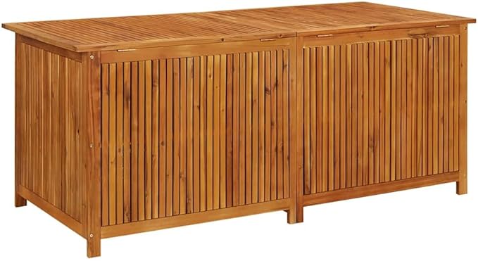 vidaXL Outdoor Storage Box, [Load Capacity Gallon] Deck Box with Gas-Lift Lid, Storage Chest with Water-Resistant Zippered Bag Inside, 68.9''x31.5''x29.5'', Solid Acacia Wood-VerdiqueGarden