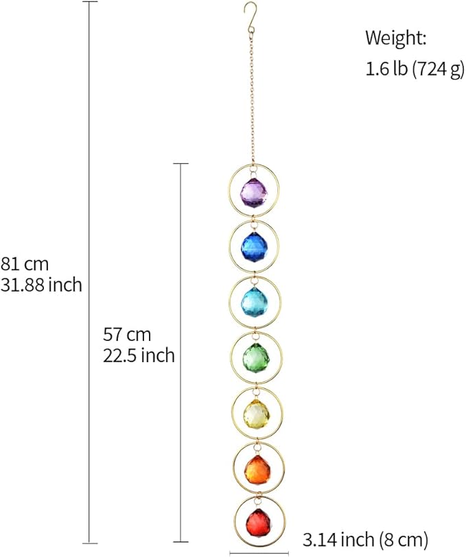 Hanging Sunlight Catcher, 7-Color Crystal Balls for Wind Chimes, 7-Chakra Crystal Ball Pendant, Chakra Window Ornament, Garden Decoration-VerdiqueGarden