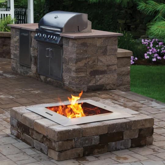 Breeo Zentro Stainless Steel Fire Pit Insert - Smokeless Firepit Ring Insert for Outdoor Fire Pit - for Outside Block, Stone, & Concrete Backyard Firepit Surrounds - Lid Included - Square 24"-VerdiqueGarden